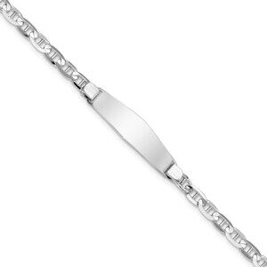 14k White Gold Wg Soft Diamond Shape Anchor Link Id Bracelet